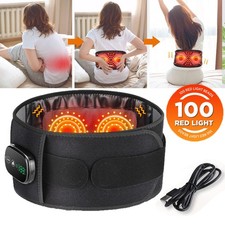Cordless Infrared Heated Back Support Lumbar Lower Back Massage Belt Pain Relief