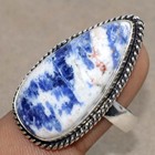 925 Silver Plated Sodalite Ring US 11 Women Gifts GW