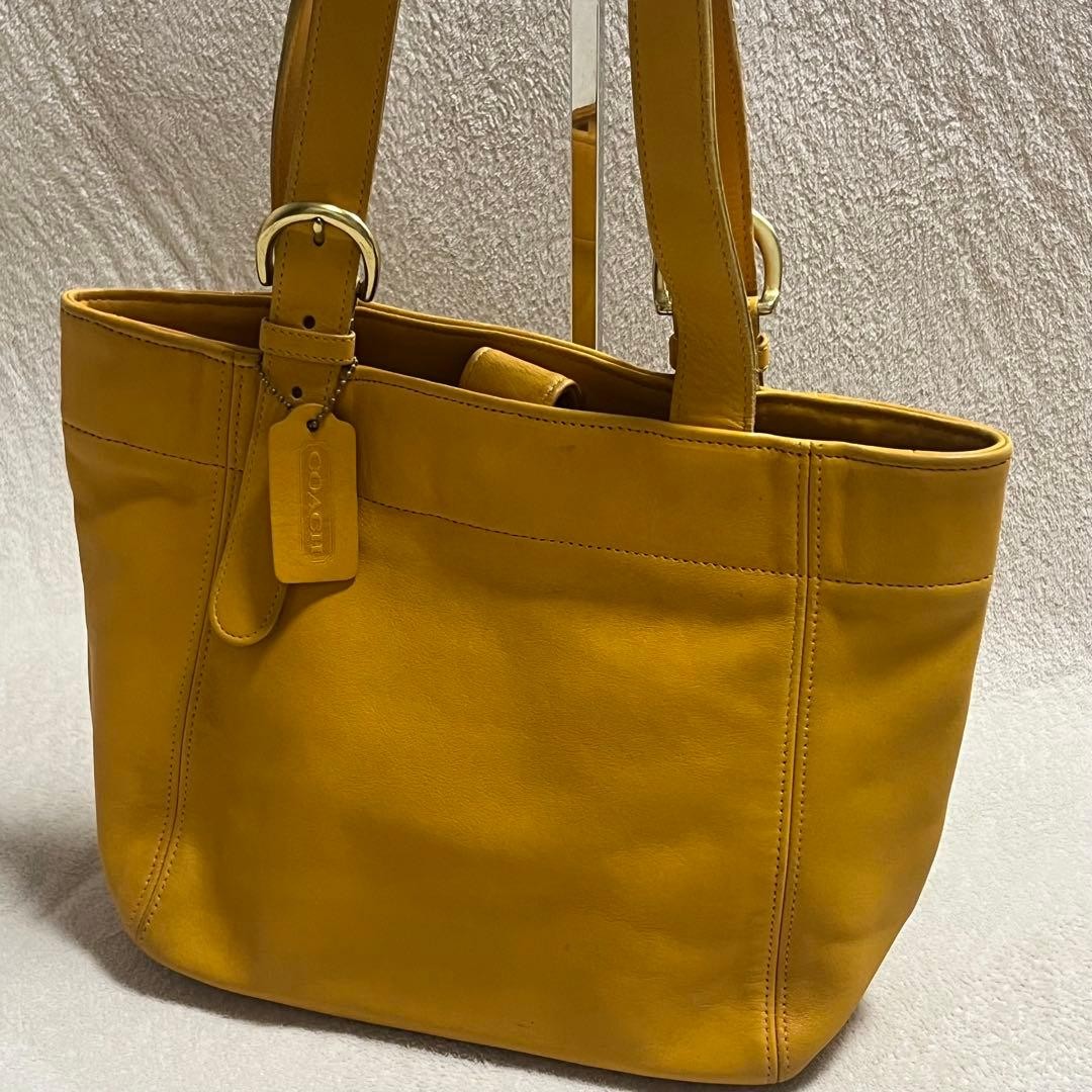 バッグ Old Coach Rare Color Leather Tote Bag COACH Old Coach Leather Tote Bag Yellow Rare Color - Gem