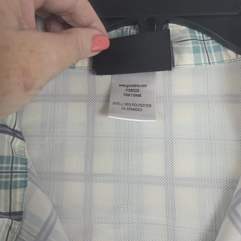 Camisa de pesca Grundens Performance para hombre manga corta talla grande a cuadros ventilada Foto 4 de 4