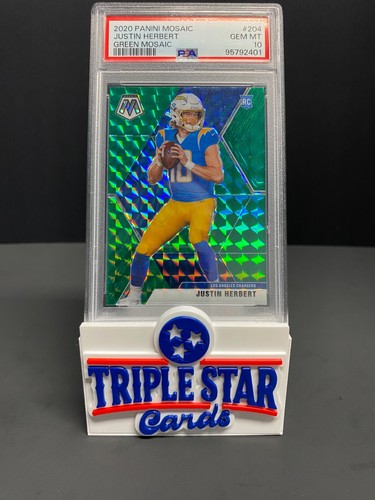 2020 Panini Mosaic Justin Herbert #204 Green Mosaic Prizm PSA 10 RC