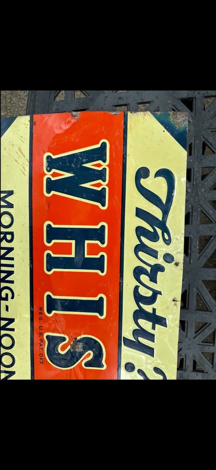 ORIGINA 1950's (WHISTLE SODA) METAL ADVERTISING SIGN,NICE/HARD TO FIND