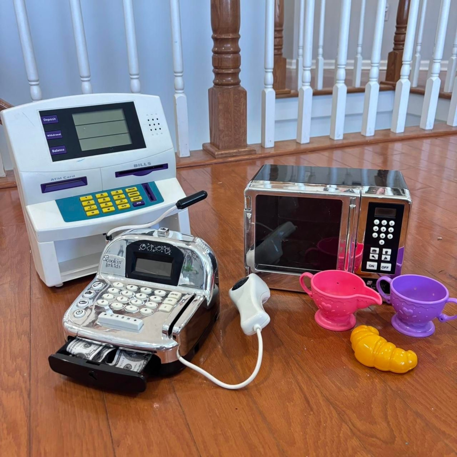 TOYS R US Just Like Home Silver Kitchen Playset Microwave Coffee Cash Register
