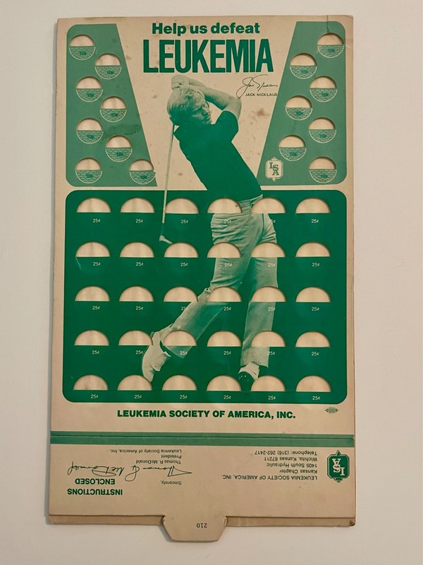 VINTAGE JACK NICKLAUS DEFEAT LEUKEMIA COIN DISPLAY w/Golf Image