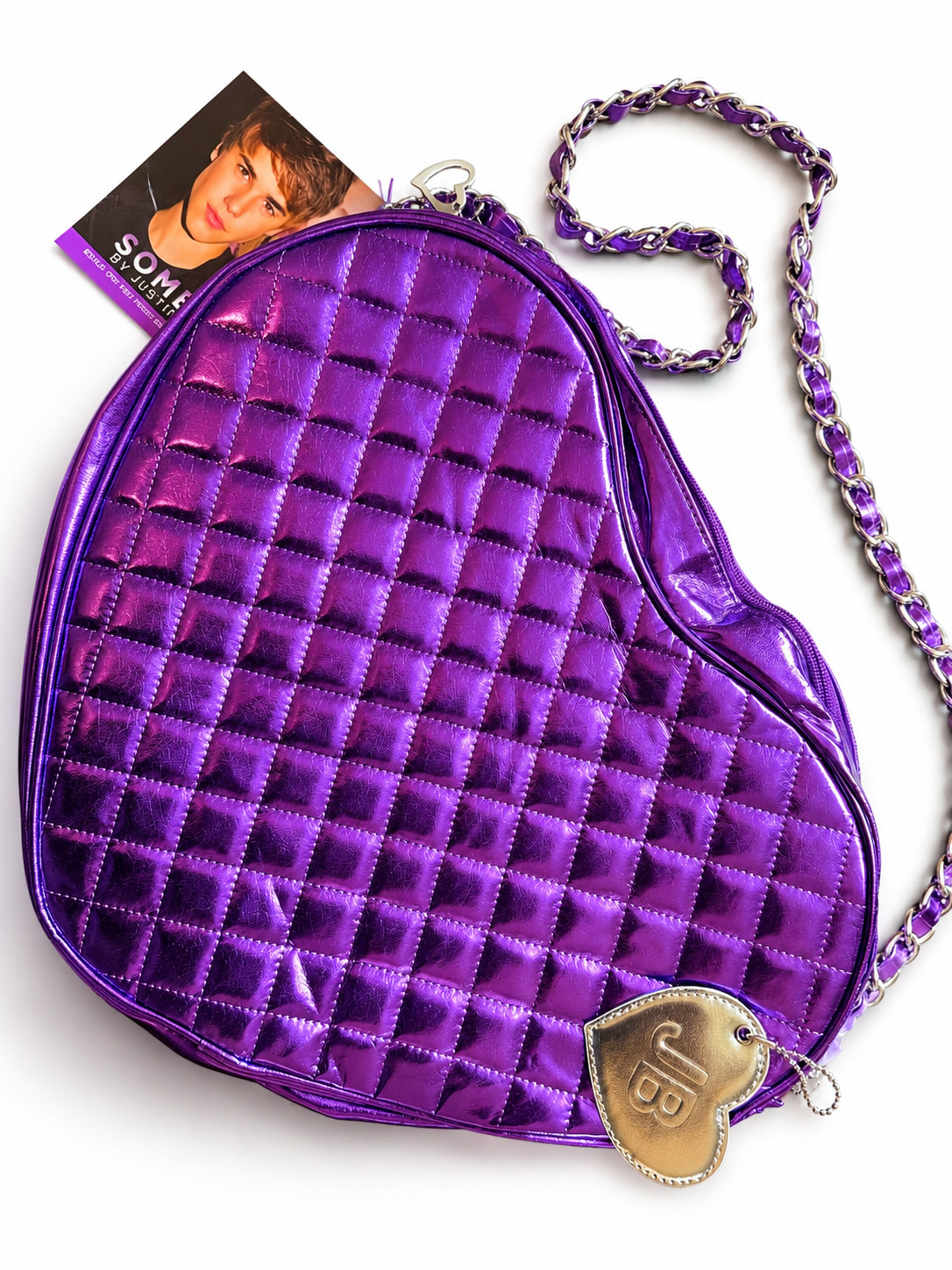 Justin Bieber Someday Purple Heart Quilted Satchel Bag New With Tags Rare 2011