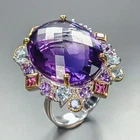 Jewellery 40 ct+ Natural Amethyst Ring 925 Sterling Silver Size 8 /R465043