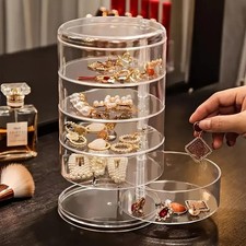 Transparent Rotating Organizer Box Dustproof Waterproof Large Capacity Storage C