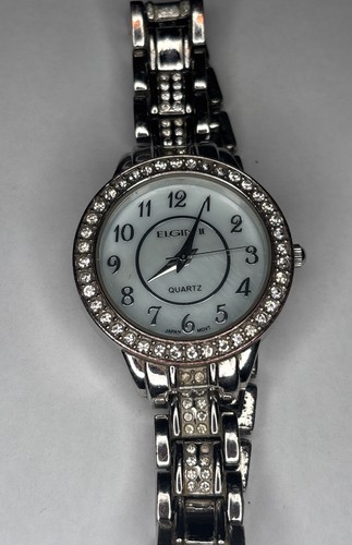 Avon Women's Elgin II Watch, Quartz Movement Silver Tone Rhinestones