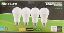 4 Pack Maxlite LED Light Bulbs 15W A19 100W Replacement Softwhite