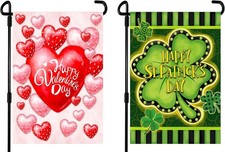 2 Pack Garden Flag St Patricks Day Garden Flag, St Patrick Flag 12x18 Burlap St