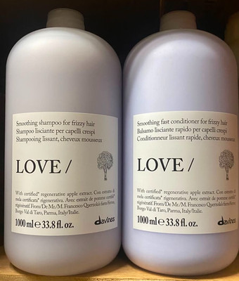 Neue Formel DAVINES LOVE Glättendes Shampoo und Spülung für krauses Haar 1000ml