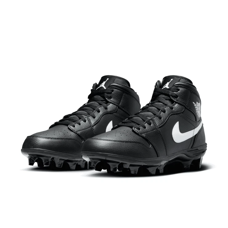 Jordan 1 TD Cleat Mid Black AR5604-001 Nike Football Cleats Size 10.5 Size 11.5 Nike Air Jordan 1 TD Mid Black Football Cleats  main image 3