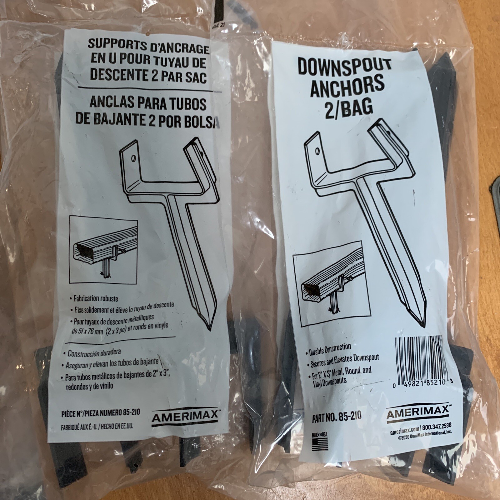 Amerimax 10.5 in. H X 3 in. W X 2 in. Gray Vinyl Downspout Anchor, 2