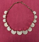 Vintage 60s Necklace 1960s Gold Tone & White Moon Mod Retro Costume Jewelry