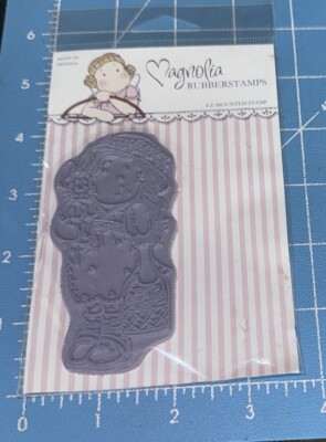 Magnolia Rubber Stamp Sweden Cling - Girl Holding Bunny & Basket | eBay