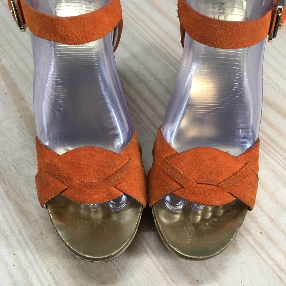 Michael Kors Tacones Mujer 7.5 M Informales Tirantes Corcho Cuña Naranja Gamuza Foto 4 de 4