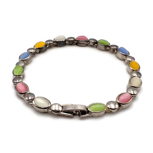 Premier Design PARFAIT Silberfarben Pastell Glas Katzenauge Cabochon Armband - Bild 3 von 12