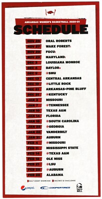 basketball schedule arkansas 2021 razorbacks magnet 4x8 sec