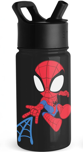 Spiderman Kids Water Bottle with Straw Lid | Marvel Insulated Stainless Steel Re