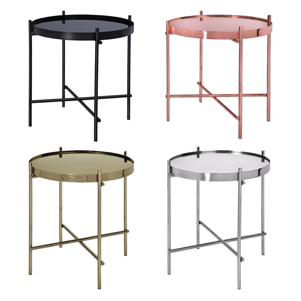 Table basse en verre plateau rond métallique Ø43 cm différentes couleurs á choix - Photo 1/1