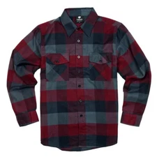 YAGO Men's Casual Plaid Flannel Long Sleeve Button Up Shirt Wine/5 (S-5XL) 