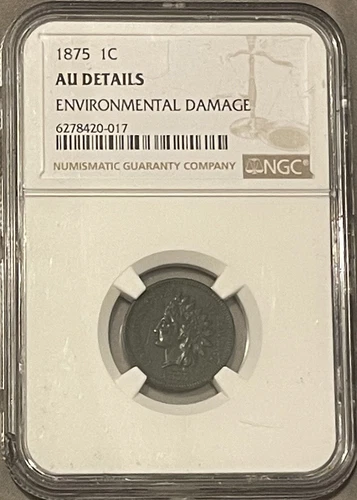 1875 NGC AU Details Indian Head Cent