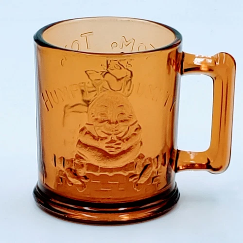 Humpty Dumpty Tom Tom Pipers Son Vintage Amber Glass Mug Fairy Tales Vintage Cup