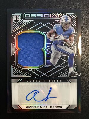 2021 Panini Obsidian Amon-Ra St. Brown Jersey Autograph RC Serial