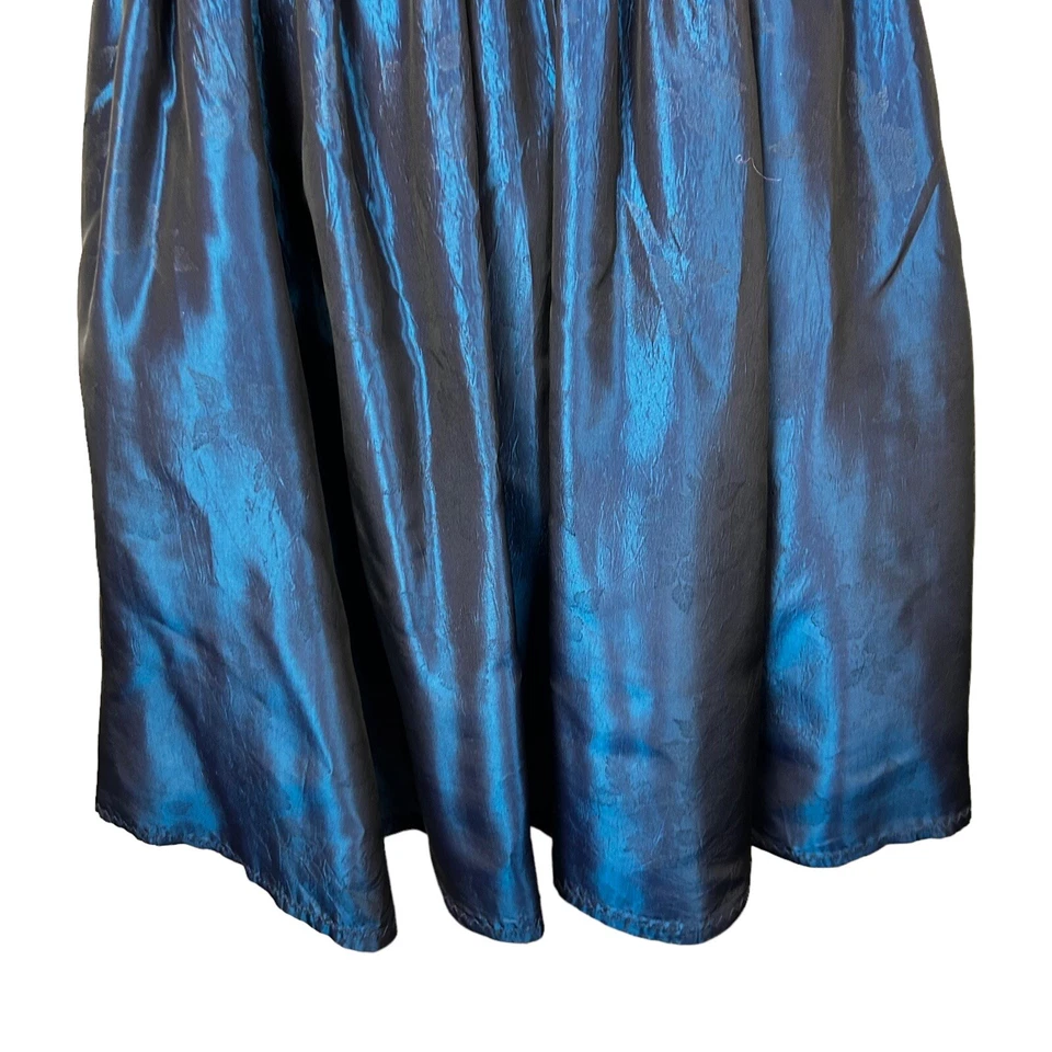Vestido GUNNE SAX Vintage Años 80 Ajuste y Acampanado Volantes Metálico Azul Cobalto Talla 5 Foto 3 de 4