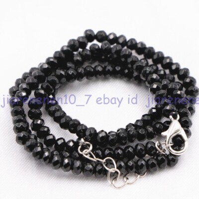 Fashion 2x4mm Faceted Multicolor Jade Gem Roundel Beads Adjustable Necklace 18''