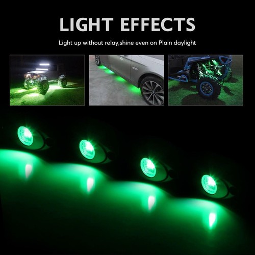 4pcs Green LED Pod Rock Light Waterproof Off-road Underglow Kit for Jeep Truck - Picture 3 of 12