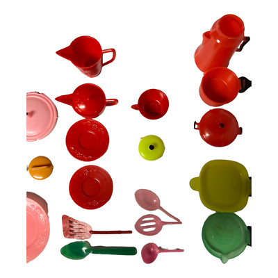 Vtg Lot Barbie Cookware Utensils Dishes Hong Kong Pots Pans Spoons Please Read