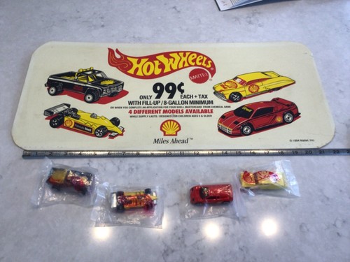 1994 HOT WHEELS SHELL GAS STATION 99 CENT W FILL UP STORE DIPLAY WITH ALL 4 CARS - Picture 1 of 6