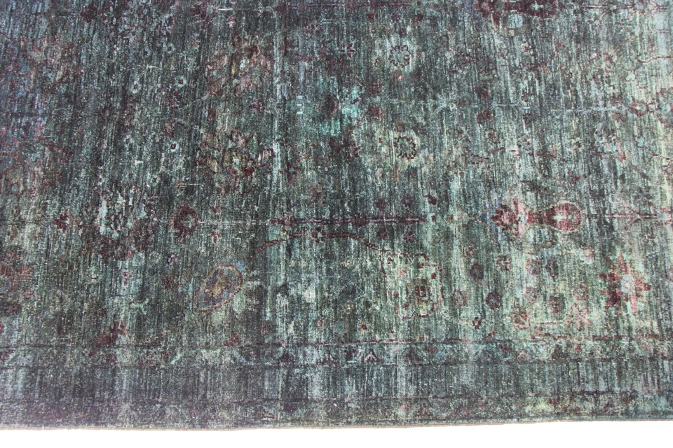 4x6 Ft Dark Green Overdye Khorjin Area Rug Afghan Hand Knotted Veg Dye Small Rug - Image 3 of 4