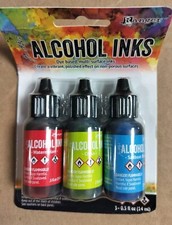 Ranger Tim Holtz Alcohol Ink .5oz 3/Pkg -Watermelon/Citrus/Sailboat BOX Dent