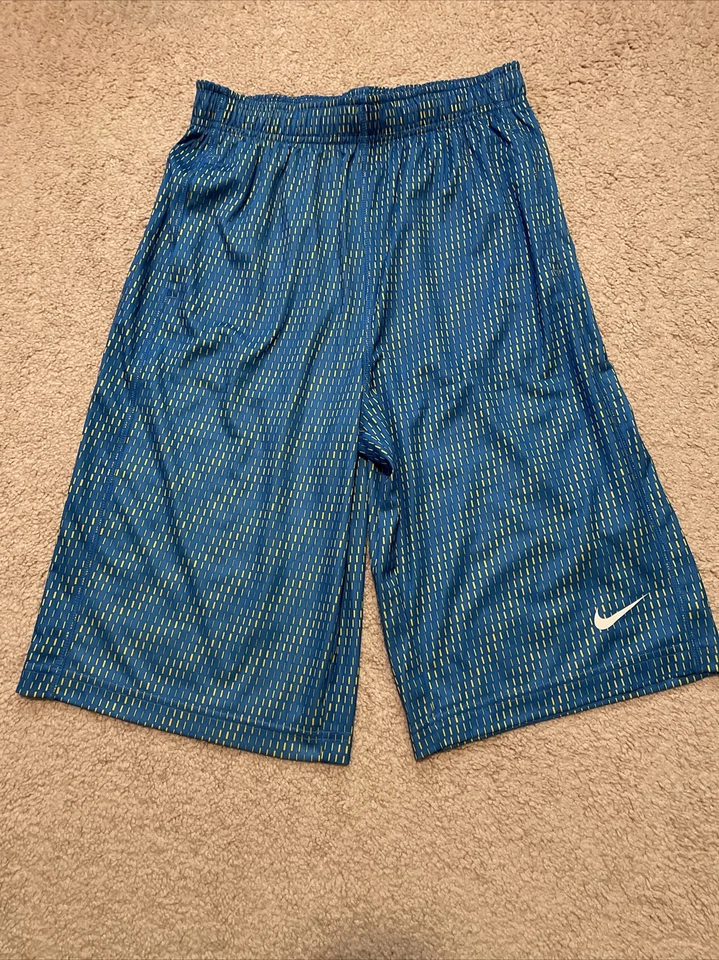 Nike Boys Dri-Fit Fly Training Drawstring Shorts Blue Yellow Youth X Large Lot 2 - Image 2 of 4