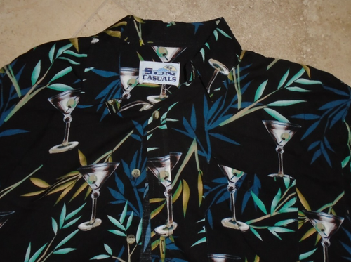 Camisa Tropical Leaves & Martinis Rayón Botón Delantero Para Hombre XL Extra Grande - Imagen 2 de 2