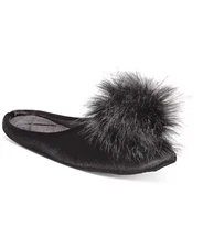 INC International Concept Womens Size 5/6 Pom Pom Velvet Clog Slippers $35 122