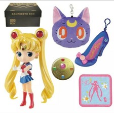 Sailor Moon Banpresto Box Q Posket Figure Luna Plush Pouch Makeup Mirror Towel