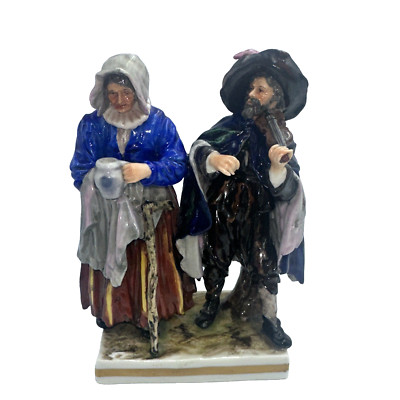 Ernst Bohne & Sohne Figurine Beggar Man Woman Couple Hand Painted Porcelain
