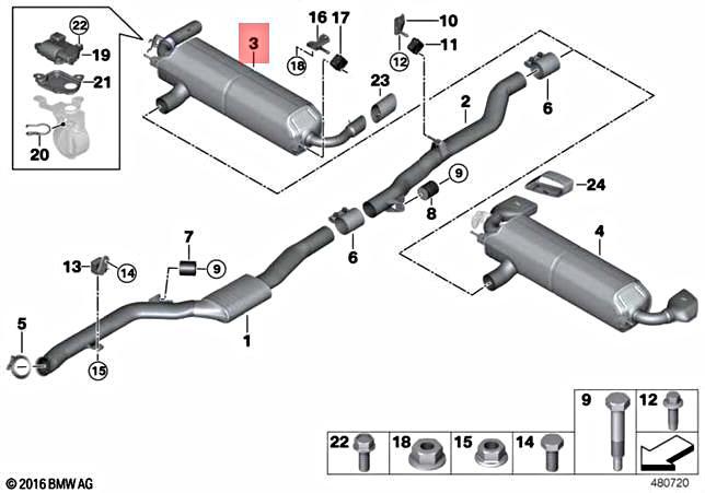 Genuine BMW G30 520i 530i 530iX Rear Silencer With Exhaust Flap 