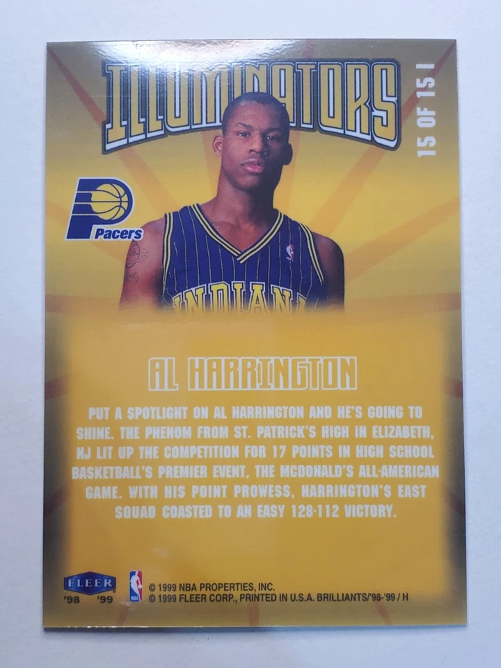 1998-99 Fleer Brilliants Illuminators #15 Al Harrington ~ Indiana Pacers - Image 2 of 2
