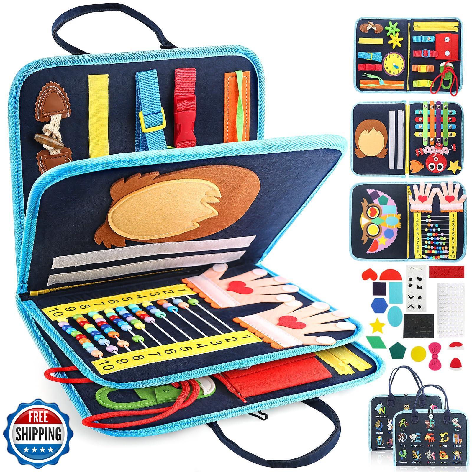 Daisiki Montessori Sensory Busy Board for Toddlers 1-3 – Travel-Friendly Learning Toy