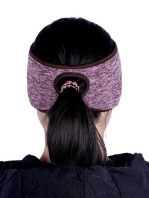 Women Winter Fleece Ponytail Headband Ear Cover Warmer  display picture 3