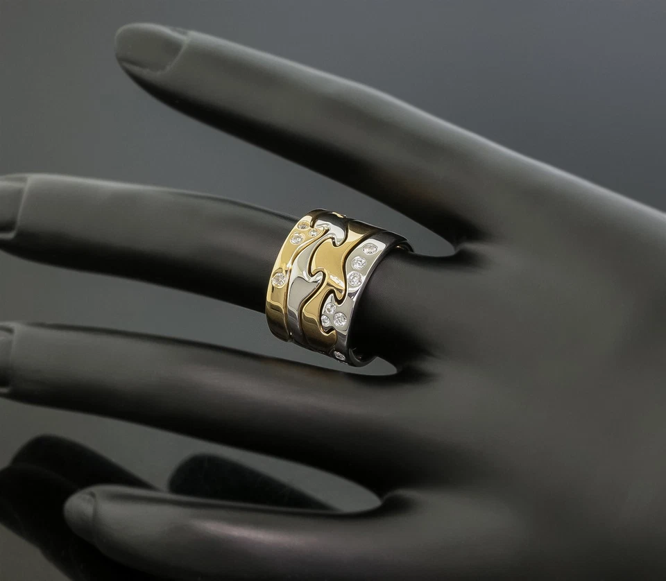 Anillo rompecabezas de diamantes Georg Jensen fusión tamaño 6 (euro 52) oro amarillo y blanco de 18 quilates Foto 2 de 4