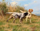 Two English Setters oil painting Giclee Art Printed on canvas L3670