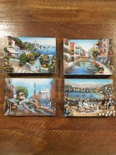 Vintage 3D Landscape High Relief Resin Plaques 5x7 Lot Of 4
