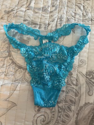 La Perla Sexy Malizia Womens Turquoise blue Lace panty Thong Size US 6 - NEW