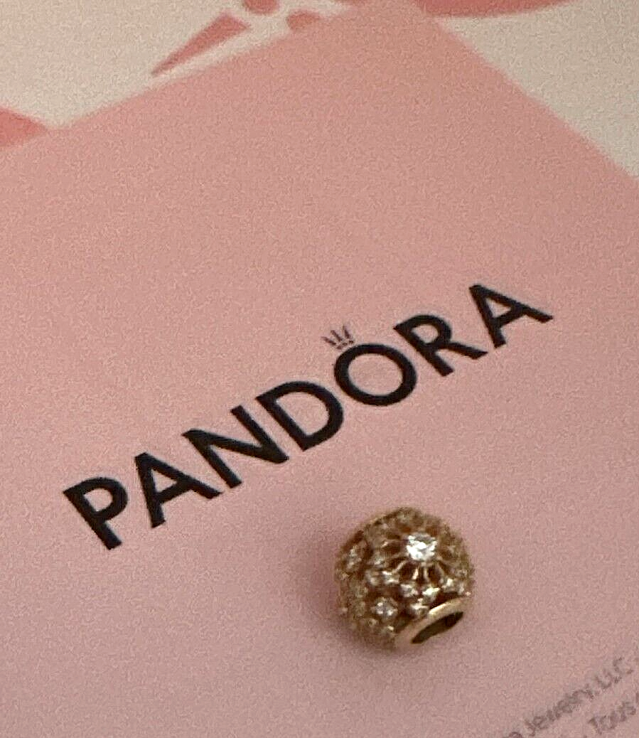 アクセサリー Pandora 14k gold Openwork BN Pandora 14K Gold Inner Radiance Openwork Charm with Clear