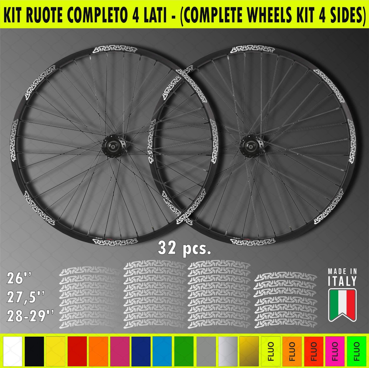 Adesivi Per Cerchi Bici - Kit Completo Per MTB 26-29 Pollici, Colore Grigio Medio Opaco - Foto 8